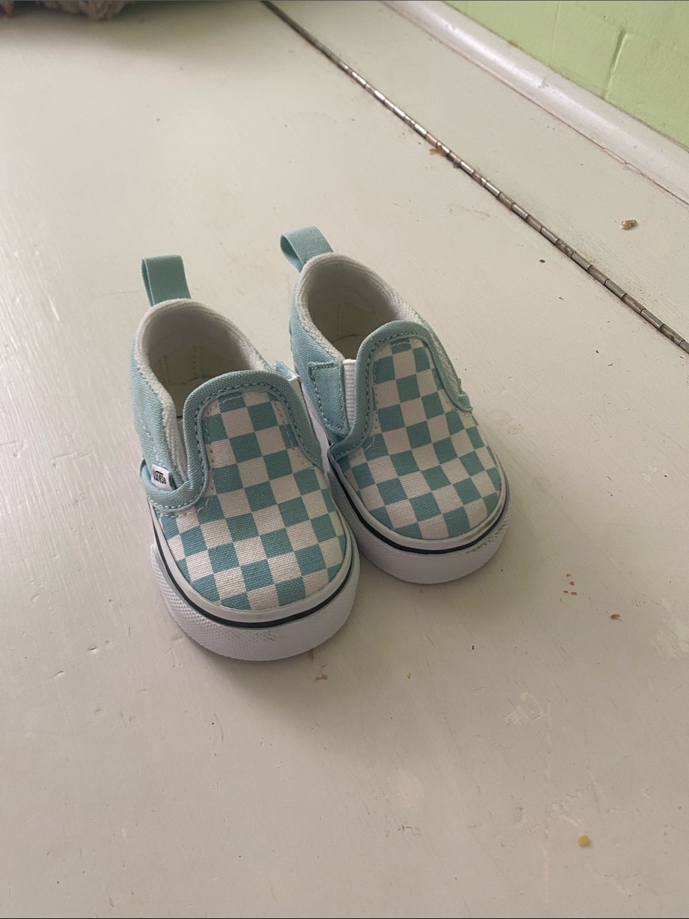 Vans Kids Slip-On Checkerboard Sneakers - Teal & White